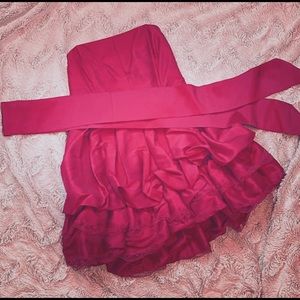 Forever 21 Magenta Strapless Ruffled Mini Dress